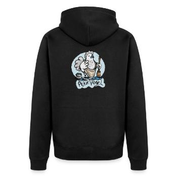 Mein Putzvogel - Unisex Premium Bio Zip Hoodie - Schwarz - Hinten - Nico (187cm)