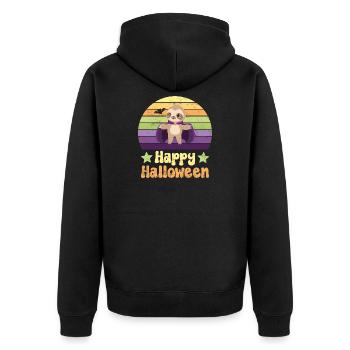 Halloween Vampir Dracula - Unisex Premium Bio Zip Hoodie - Schwarz - Hinten - Nico (187cm)