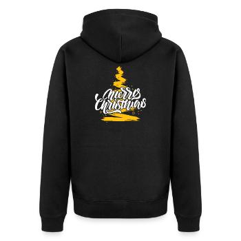 Merry Christmas Script on Gold Tree - Unisex Premium Organic Zip Hoodie - black - Back - Nico (187cm)