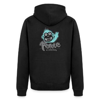 Peace love and understanding - Unisex Premium Organic Zip Hoodie - black - Back - Nico (187cm)