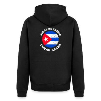 Rueda de Casino - Cuban Salsa - Unisex Premium Bio Zip Hoodie - Schwarz - Hinten - Nico (187cm)