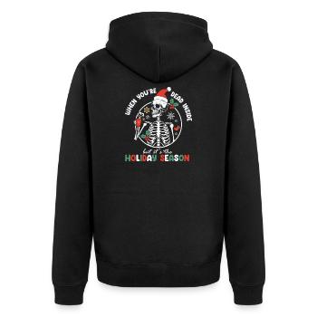 Weihnachtsskelett mit Weihnachtshut - Unisex Premium Bio Zip Hoodie - Schwarz - Hinten - Nico (187cm)
