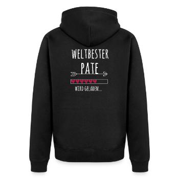 Weltbester Pate Ankündigung Schwangerschaft Baby - Unisex Premium Bio Zip Hoodie - Schwarz - Hinten - Nico (187cm)