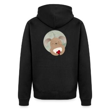 niedlicher Hase mit einem Herz für Valentinstag - Unisex Premium Bio Zip Hoodie - Schwarz - Hinten - Nico (187cm)
