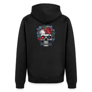 Skull with roses - Unisex Premium Organic Zip Hoodie - black - Back - Nico (187cm)