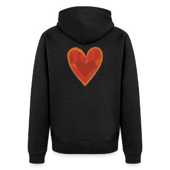 mosaik herz - Unisex Premium Bio Zip Hoodie - Schwarz - Hinten - Nico (187cm)