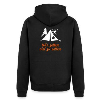 Zelten coole lustige Sprüche Camping Ferien Sommer - Unisex Premium Bio Zip Hoodie - Schwarz - Hinten - Nico (187cm)