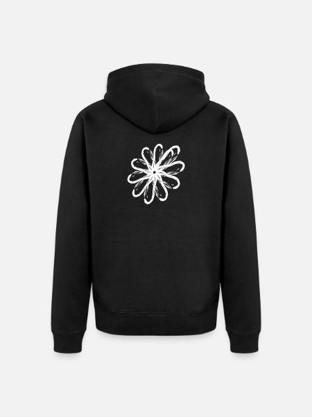 Muster Umrandungseffekt flower white - Unisex Premium Bio Zip Hoodie - Schwarz