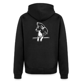 Beagle "Black Edition" - Unisex Premium Bio Zip Hoodie - Schwarz - Hinten - Nico (187cm)