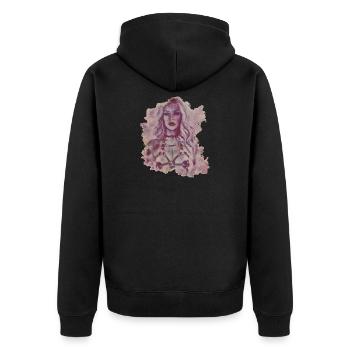 Sexy Mädchen Tattoo Tinte BDSM Grunge T-Shirt - Unisex Premium Bio Zip Hoodie - Schwarz - Hinten - Nico (187cm)