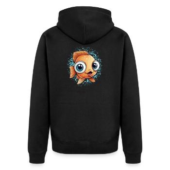 Kleiner Süßer Fisch - Unisex Premium Bio Zip Hoodie - Schwarz - Hinten - Nico (187cm)