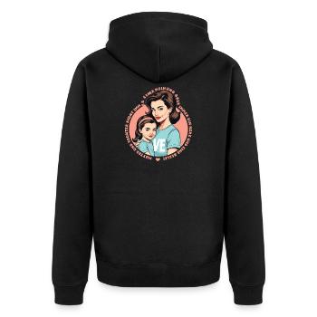 Mutter und Tochter - Unisex Premium Bio Zip Hoodie - Schwarz - Hinten - Nico (187cm)