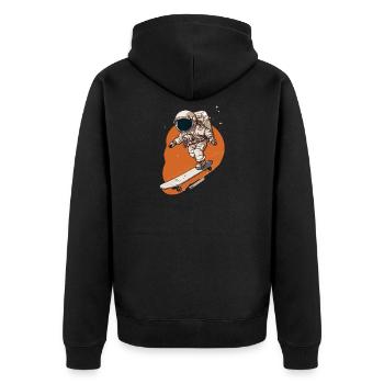 Astronaut Skateboarder in Orbit - Unisex Premium Organic Zip Hoodie - black - Back - Nico (187cm)