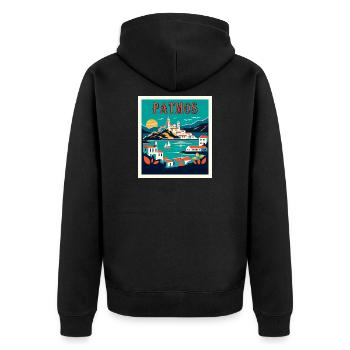 Patmos Griechenland Urlaub Ferien Reisen - Unisex Premium Bio Zip Hoodie - Schwarz - Hinten - Nico (187cm)