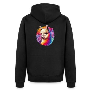 Alpaka - Unisex Premium Bio Zip Hoodie - Schwarz - Hinten - Nico (187cm)
