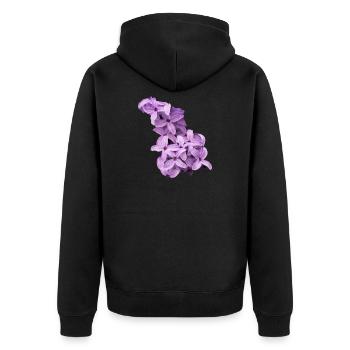 Fliederblütencluster - Unisex Premium Bio Zip Hoodie - Schwarz - Hinten - Nico (187cm)