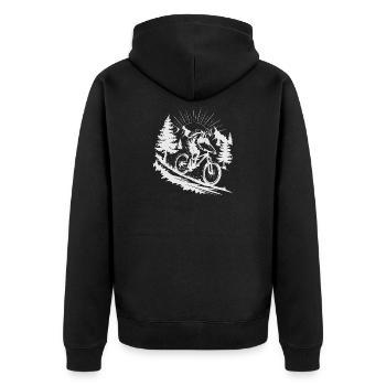 MTB Mountain Bike - Unisex Premium Organic Zip Hoodie - black - Back - Nico (187cm)