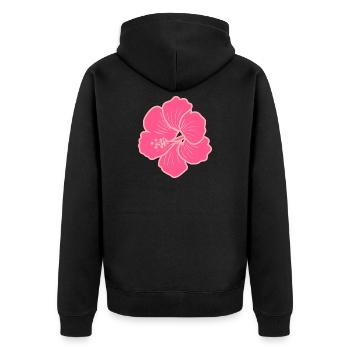 Hibiscus Flower – Y2K Pink Retro Neon Style - Unisex Premium Organic Zip Hoodie - black - Back - Nico (187cm)