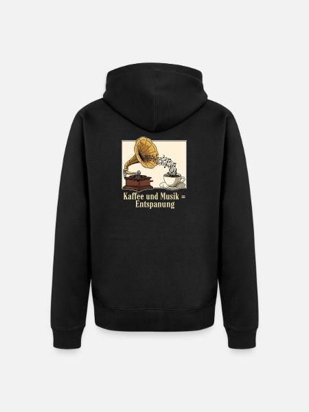 Coffee and music = relaxation - Unisex Premium Organic Zip Hoodie - black