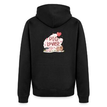 Amoureux des cochons - Veste à capuche bio Premium Unisexe - noir - Dos - Nico (187cm)