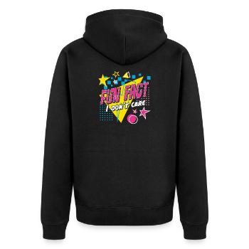 Fun Fact I Don't Care 80er Retro Ironisch - Unisex Premium Bio Zip Hoodie - Schwarz - Hinten - Nico (187cm)