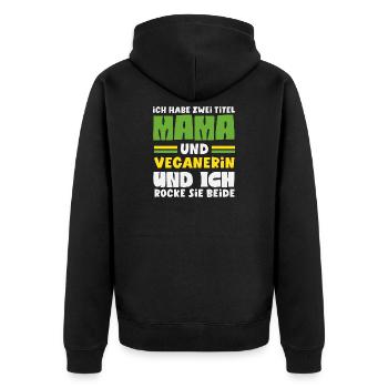 Achtung Ich Bin Veganer Lustiges Veganer Geschenk - Unisex Premium Bio Zip Hoodie - Schwarz - Hinten - Nico (187cm)