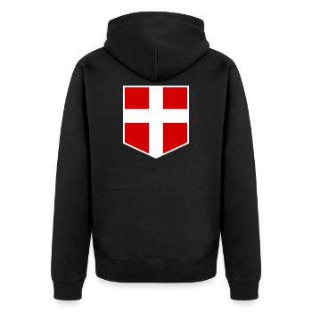 Dänemark - Unisex Premium Bio Zip Hoodie - Schwarz - Hinten - Nico (187cm)