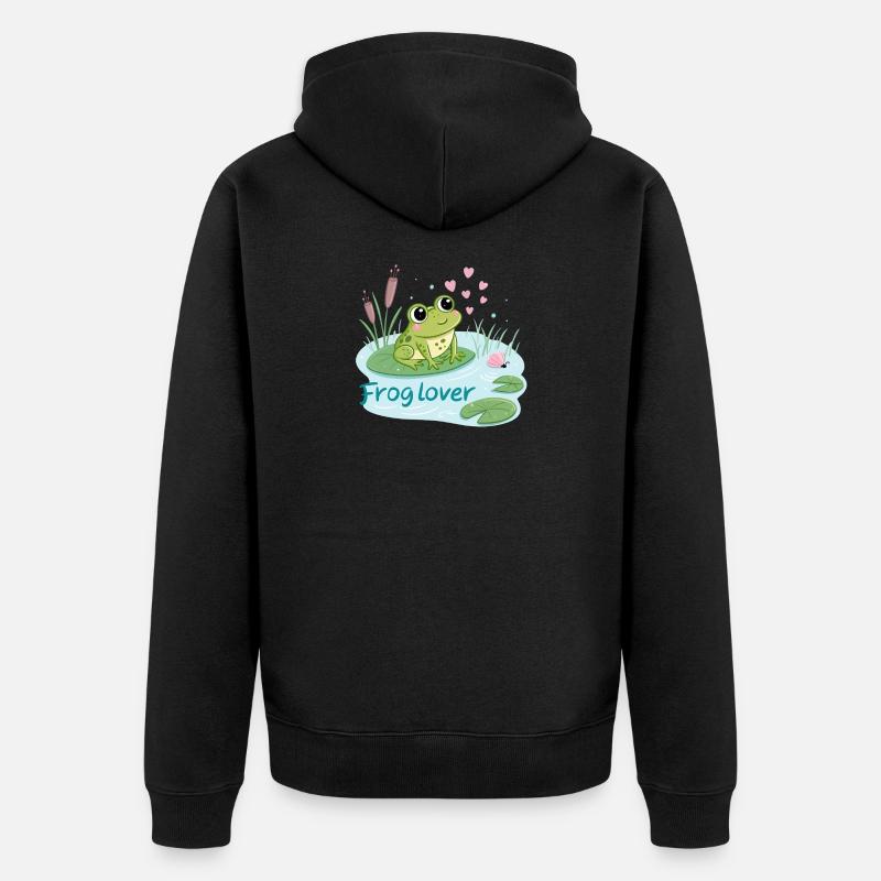 Grenouille Gourmande Amour - Veste à capuche bio Premium Unisexe - noir