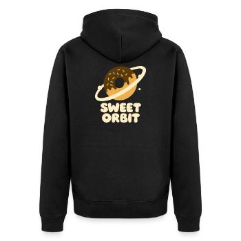Süßer Orbit Donutplanet - Unisex Premium Bio Zip Hoodie - Schwarz - Hinten - Nico (187cm)