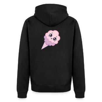 Kawaii Eiscreme Wolke Pink - Unisex Premium Bio Zip Hoodie - Schwarz - Hinten - Nico (187cm)