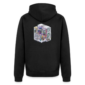 CAD-Kabelkunst Farbströme Rechenzentrum - Unisex Premium Bio Zip Hoodie - Schwarz - Hinten - Nico (187cm)
