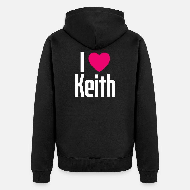 J’aime Keith Pink Heart J’aime Keith - Veste à capuche bio Premium Unisexe - noir