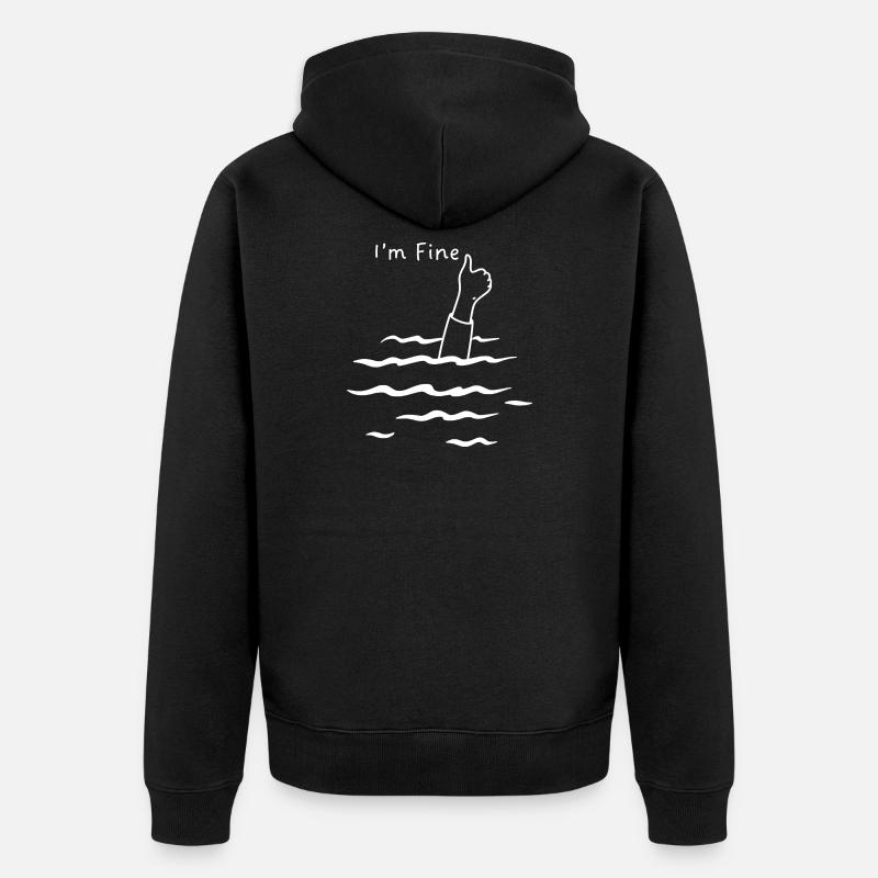 I’m fine humour - Veste à capuche bio Premium Unisexe - noir