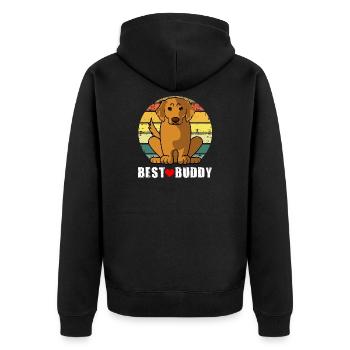 Golden Retriever Meilleurs Amis, Papa Chiot Mignon - Veste à capuche bio Premium Unisexe - noir - Dos - Nico (187cm)