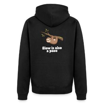 Slow is also a pace - Unisex Premium Organic Zip Hoodie - black - Back - Nico (187cm)