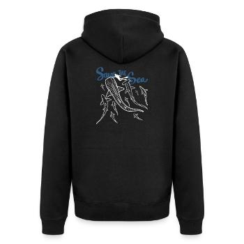 Save The  Sea Ocean Lifeline - Unisex Premium Organic Zip Hoodie - black - Back - Nico (187cm)
