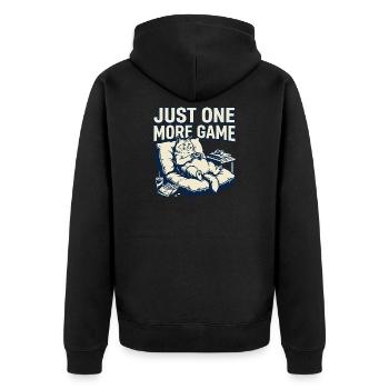 Nur noch ein Spiel Katzenlounge - Unisex Premium Bio Zip Hoodie - Schwarz - Hinten - Nico (187cm)