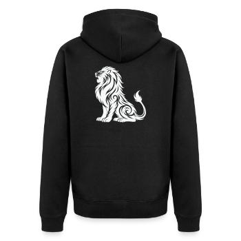 Tribal Löwe Silhouette - Unisex Premium Bio Zip Hoodie - Schwarz - Hinten - Nico (187cm)