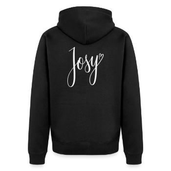 Josy Script Heart Design - Unisex Premium Organic Zip Hoodie - black - Back - Nico (187cm)