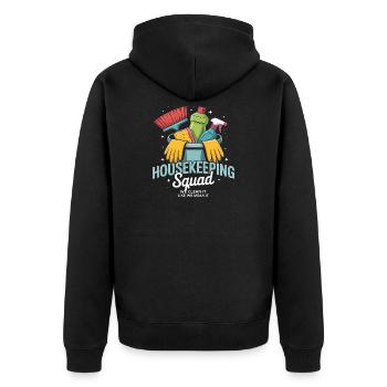 Lustiges Putzen Design - Unisex Premium Bio Zip Hoodie - Schwarz - Hinten - Nico (187cm)