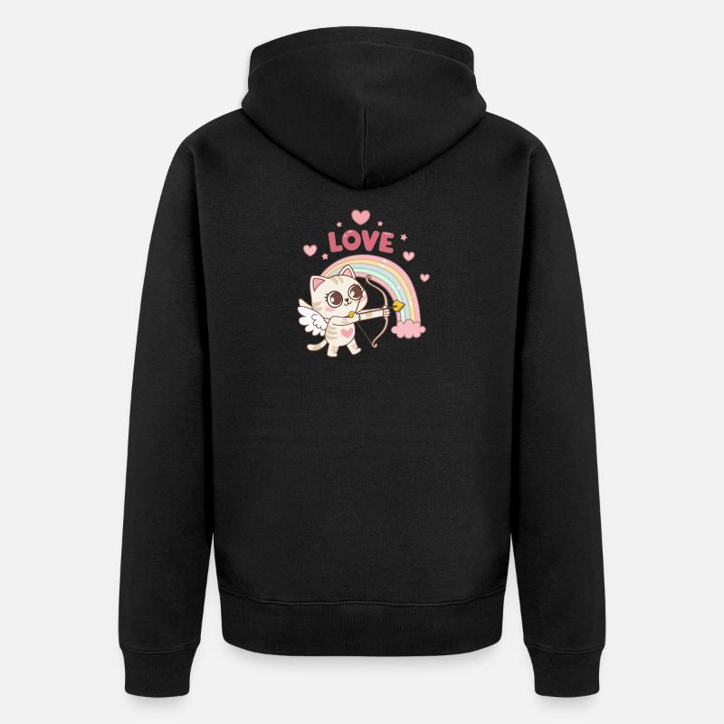 Chat céleste arcenciel amour - Veste à capuche bio Premium Unisexe - noir