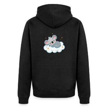 Traumhafter Koala auf Sternenwolke - Unisex Premium Bio Zip Hoodie - Schwarz - Hinten - Nico (187cm)