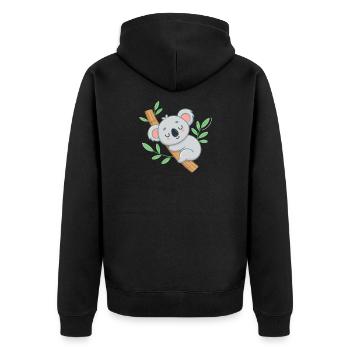 Dreamy Koala on Tropical Branch - Unisex Premium Organic Zip Hoodie - black - Back - Nico (187cm)