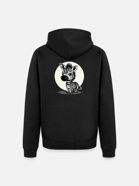 Zèbre mignon – Motif d’animal mignon - Veste à capuche bio Premium Unisexe - noir