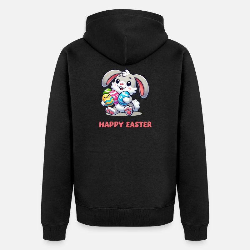 Bunny Easter Bunny Comic - Unisex Premium Organic Zip Hoodie - black