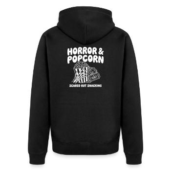 Horror & Popcorn Vibes - Unisex Premium Organic Zip Hoodie - black - Back - Nico (187cm)