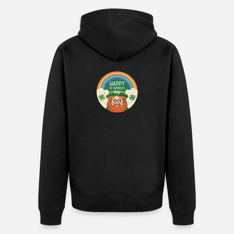 St. Patrick's Regenbogen-Kobold - Unisex Premium Bio Zip Hoodie - Schwarz