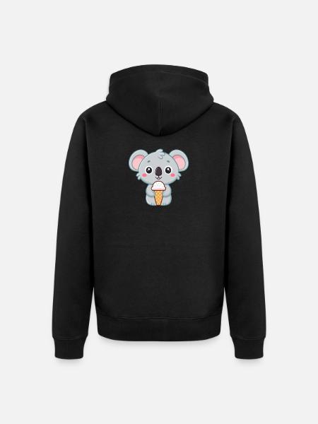 Koala-Gourmand-Eis - Unisex Premium Bio Zip Hoodie - Schwarz
