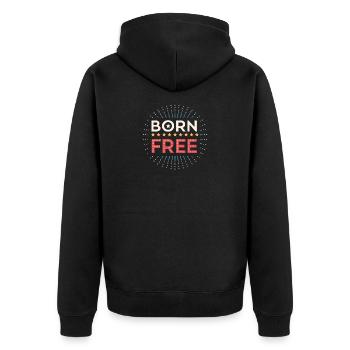 Born Free Style Retro Bright - Unisex Premium Bio Zip Hoodie - Schwarz - Hinten - Nico (187cm)