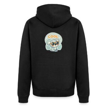 Koala Cool mit orangefarbener Brille - Unisex Premium Bio Zip Hoodie - Schwarz - Hinten - Nico (187cm)